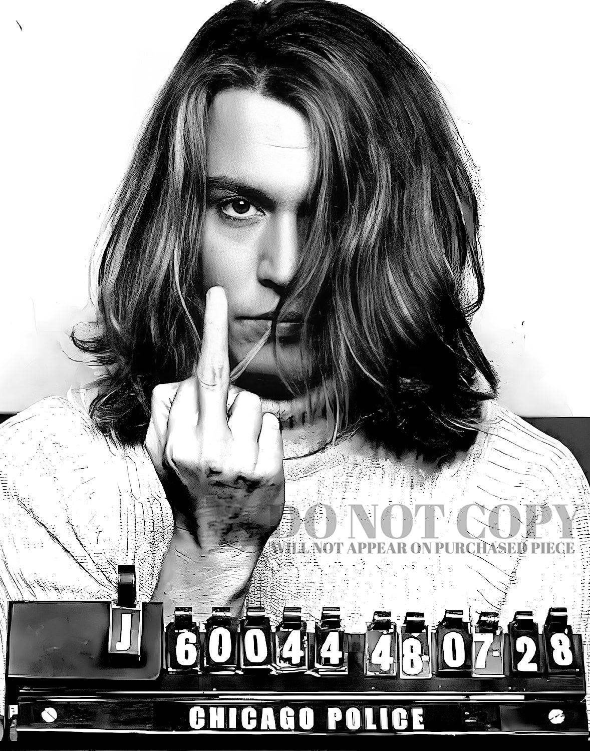 Johnny Depp Mugshot Photograph 11 X 14 - Magnificent 2001 Mug Shot Portrait - Legendary Movie Star - Most Wanted - Iconic American Actor - Hollywood Royalty - Rare Photo - Poster Art Print