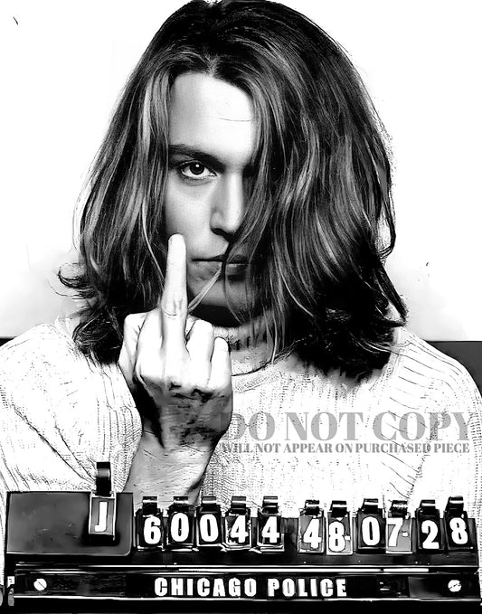 Johnny Depp Mugshot Photograph 8 X 10 - Stunning 2001 Mug Shot Portrait - Legendary Movie Star - Hollywood's Most Wanted - Iconic American Actor - Rare Photo - Poster Art Print.