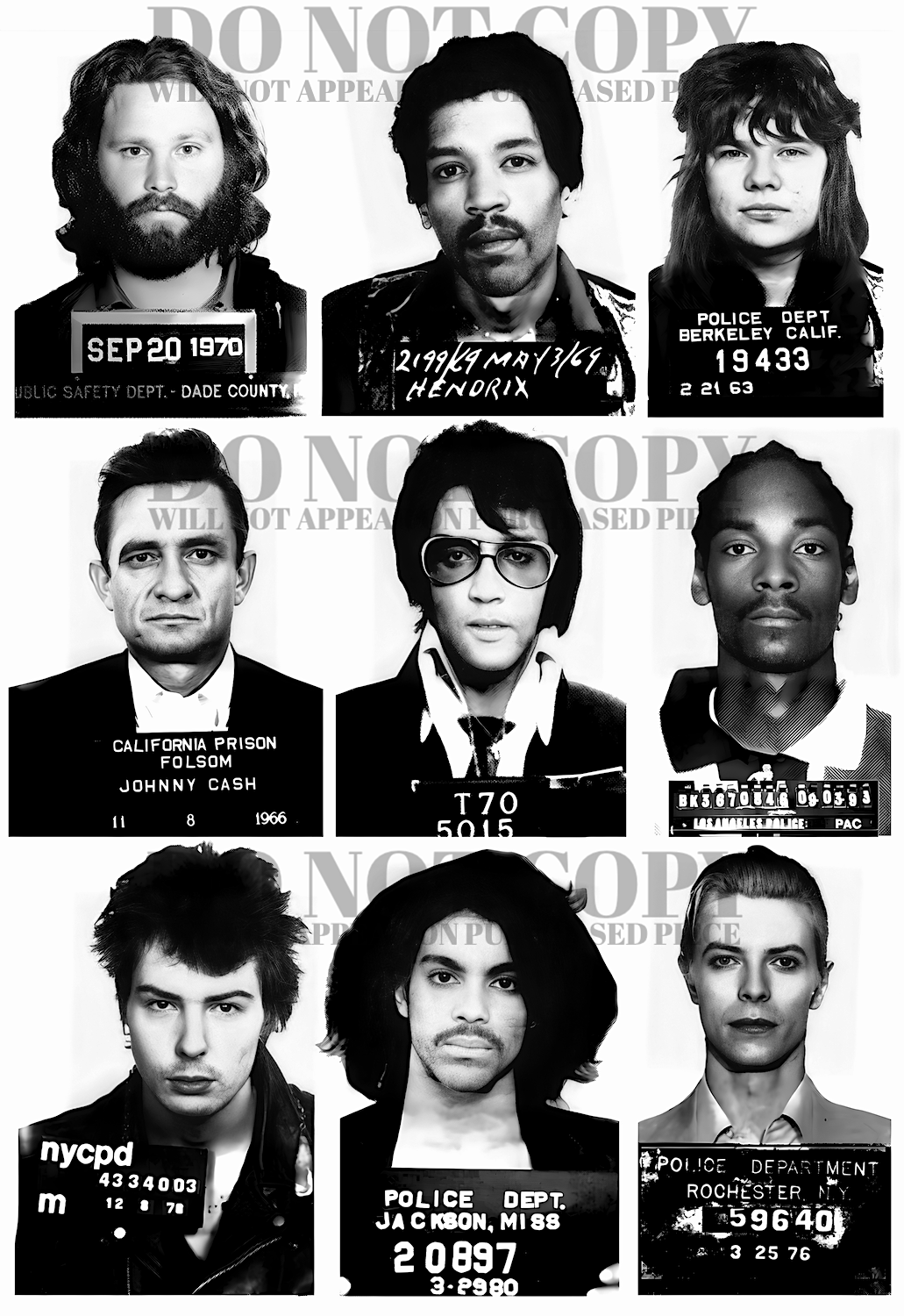 Celebrity Music Mugshots 11 X 17 - Magnificent Mug Shot Collage - Rock and Roll - Vintage Mugshot Collection - Rare Photos - Poster Art Print