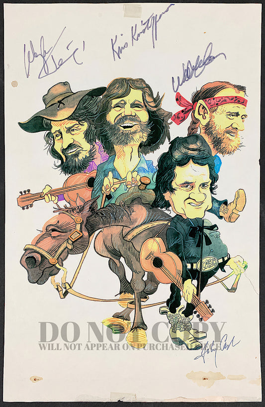 The Highwaymen Poster 11 X 17 - Magnificent Artwork - Outlaw Country Supergroup - Legendary American Music - Signed Picture - Rare Art Print