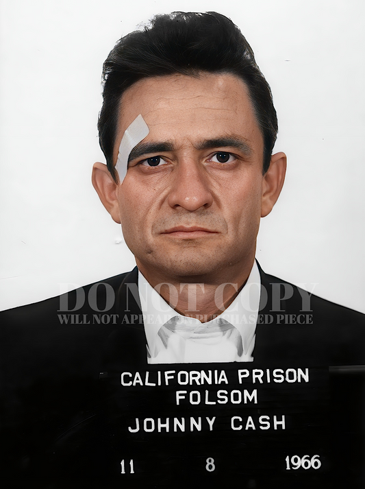 Johnny Cash Mugshot Photograph 11 X 14 | Legendary 1966 Mug Shot Portrait | Iconic Folsom Prison Band-Aid Picture | Outlaw Country | Legendary American Music | 11X14 Inches | Rare Photo | Poster Art Print