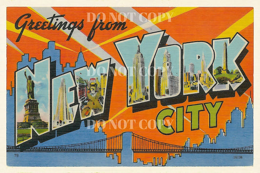 Greetings From New York City | 30 Vintage Postcards | Old School NYC Postcard | 4X6 AND 5X7 Inch Versions Available | Rare Art | NEW