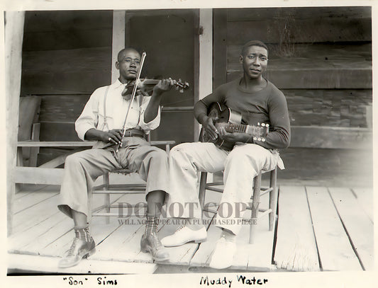 Muddy Waters and Son Sims Photograph 11 X 14 - Magnificent 1941 Portrait - Legendary American Music - The Blues - Early Delta Years - Rare Photo - Poster Art Print