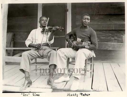 Muddy Waters and Son Sims Photograph 8 X 10 - Magnificent 1941 Portrait - Legendary American Music - The Blues - Early Delta Years - Rare Photo - Poster Art Print