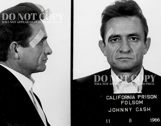 Johnny Cash Mugshot Photograph 11 X 14 - Magnificent 1966 Mug Shot Portrait - Folsom Prison - Outlaw Country - The Man In Black - Rare Photo - Poster Art Print