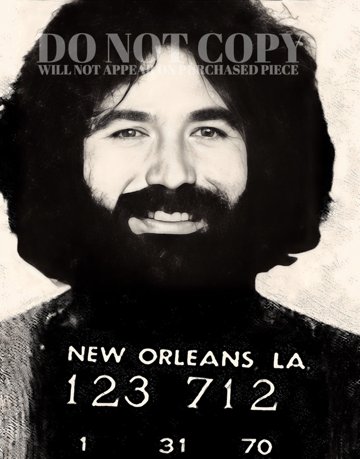 Jerry Garcia Mugshot Photograph 11 X 14 - Magnificent 1970 Mug Shot Portrait - Grateful Dead - Busted In New Orleans - Rare Photo - Poster Art Print