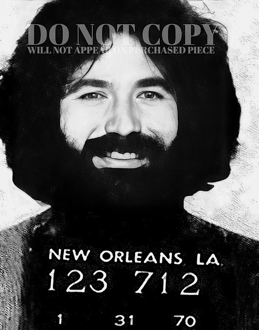 Jerry Garcia Mugshot Photograph 11 X 14 | Magnificent 1970 Mug Shot Portrait | Grateful Dead | Busted In New Orleans, LA | Rare Photo | 11X14 Inches | Poster Art Print