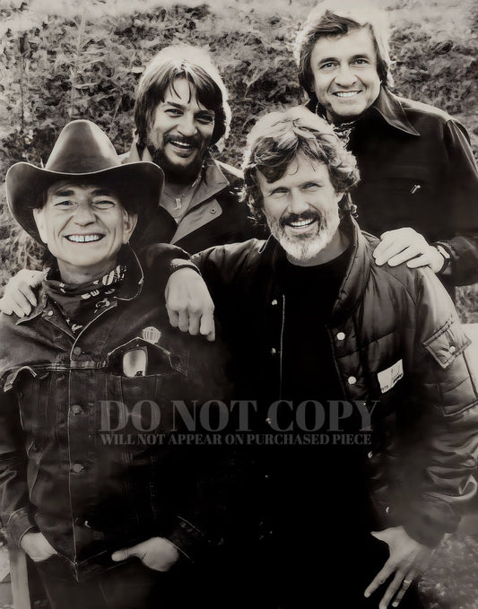 Highwaymen Photograph 8 X 10 - Magnificent 1985 Band Portrait - Outlaw Country - Legendary American Music - Iconic Supergroup - Rare Photo - Poster Art Print