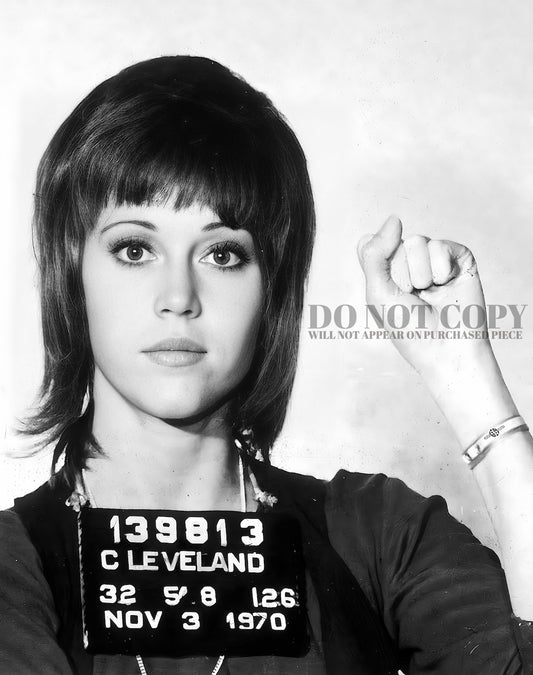 Jane Fonda Mugshot Photograph 11 X 14 - Magnificent 1970 Mug Shot Portrait - Busted In Cleveland - Famous Arrest - Iconic Picture - Rare Photo - Poster Art Print