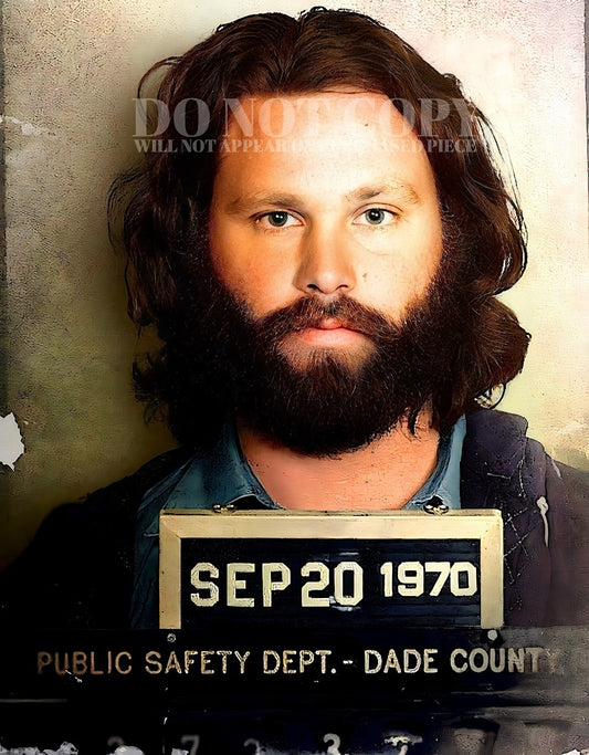 Jim Morrison Mugshot Photograph 11 X 14 | Stunning 1970 Mug Shot Portrait | The Doors | Iconic Singer | Vintage Memorabilia | Exceptional Restoration | Famous Dade County, FL Arrest | Legendary American Music | 11X14 Inches | Rare Photo | Poster Art Print
