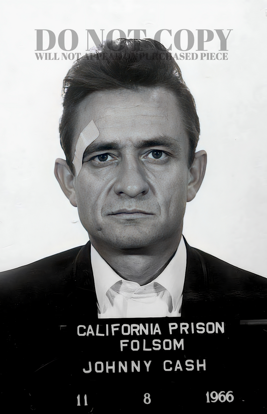 Johnny Cash Mug Shot Photograph 11 X 17 - Glorious 1966 Mugshot Portrait - Iconic Folsom Prison Picture - Outlaw Country - Legendary American Music - Rare Photo - Poster Art Print