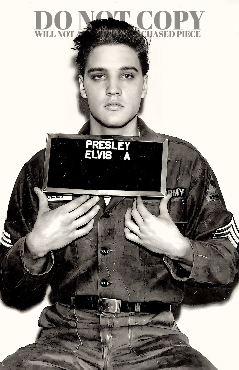 Elvis Presley Army Mugshot Photograph 11 X 17 Inches - Magnificent 1960 Military Mug Shot Portrait - Iconic Singer - Enlistment Picture - Rare Photo - Poster Art Print