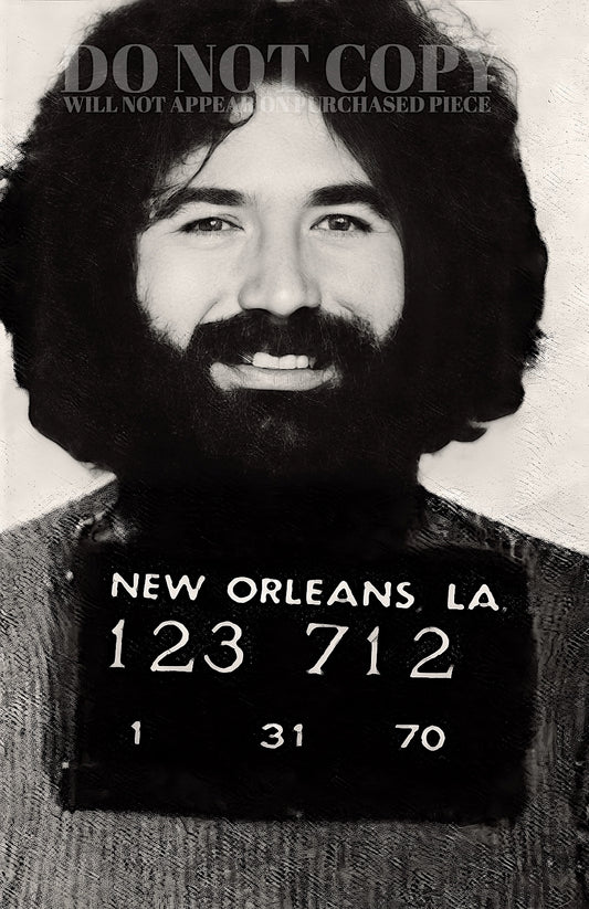 Jerry Garcia Mugshot Photograph 11 X 17 - Magnificent 1970 Mug Shot Portrait - Busted In New Orleans - Grateful Dead - Rock and Roll - Rare Photo - Poster Art Print