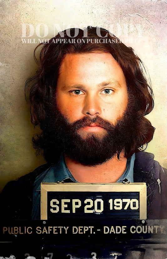 Jim Morrison Mugshot Photograph 11 X 17 - Magnificent 1970 Mug Shot Portrait - The Doors - Iconic Singer - Vintage Memorabilia - Exceptionally Restored - Famous Dade County, Florida Arrest - Legendary American Music - Rare Photo - Poster Art Print