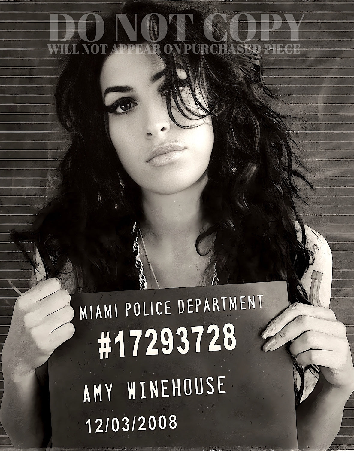 Amy Winehouse Mugshot Photograph 11 X 14 - Stunning 2008 Mug Shot Portrait - Busted In Miami - Legendary Singer - Rare Photo - Poster Art Print