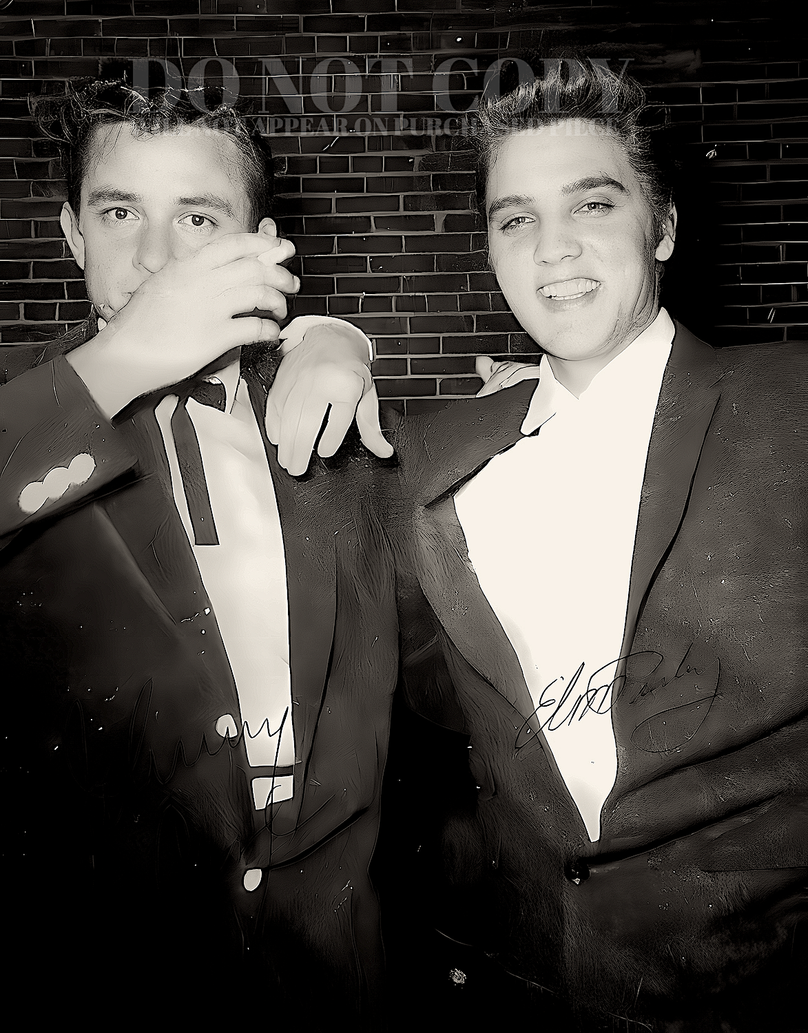 Johnny Cash and Elvis Photograph 11 X 14 - Magnificent 1950s Portrait - Legendary American Music - The Greatest - Rock and Roll - Rare Photo - Poster Art Print