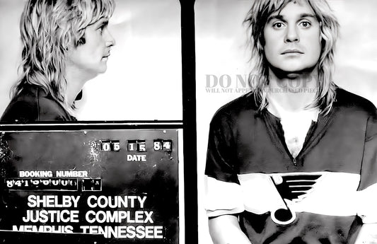 Ozzy Osbourne Mugshot Photograph 11 X 17 | Magnificent 1984 Mug Shot Portrait | Busted In Memphis, TN | Black Sabbath | Iconic Singer | Rare Photo | Poster Art Print
