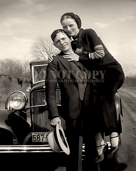 Bonnie and Clyde Photograph 11 X 14 - Magnificent 1934 Portrait - The Barrow Gang - American Gangsters - Stunning Photo - Exceptionally Restored - Bonnie Parker - Clyde Barrow - Legendary Picture - 11X14 Inches - RARE Image - Poster Art Print