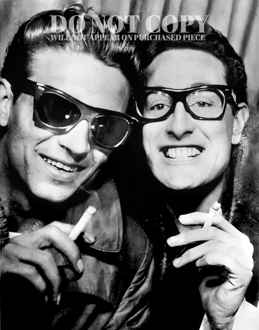 Buddy Holly and Waylon Jennings Photograph 11 X 14 - Magnificent 1959 Photo Booth Portrait - Legendary American Music - Rock n' Roll - Stunning Poster - Rare Art Print