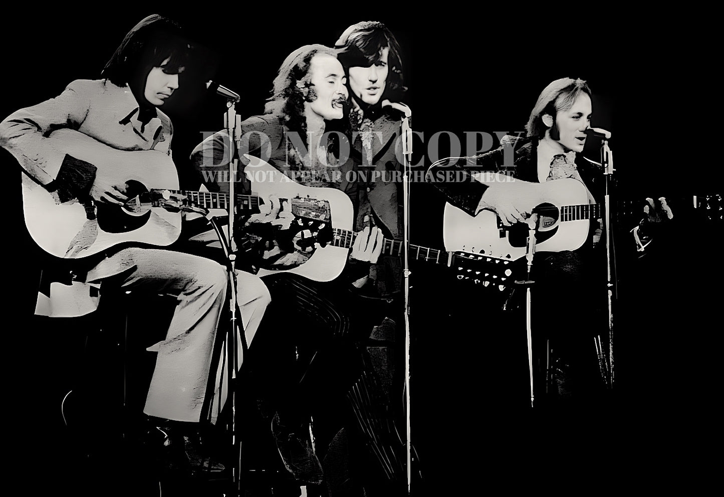 Crosby, Stills, Nash & Young Photograph 11 X 16 - Magnificent 1970 Live Portrait - CSNY - Legendary Supergroup - Rare Concert Photo - Poster Art Print