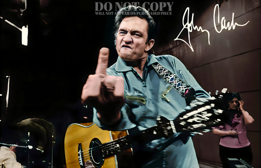 Johnny Cash Photograph 11 X 17 - Magnificent 1969 Middle Finger Portrait - Flipping The Bird - Outlaw Country - Best Quality Version (100% Guaranteed) - Rare Photo - Poster Art Print
