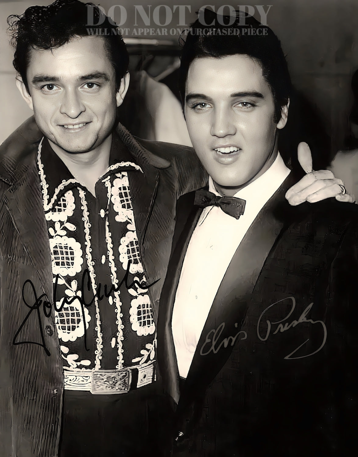 Elvis Presley and Johnny Cash Photograph 11 X 14 - Magnificent Portrait - Legendary American Music - Iconic Picture - Rock and Roll Pioneers - Rare Photo - Poster Art Print