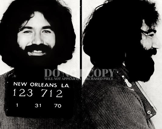 Jerry Garcia Mugshot Photograph 8 X 10 | Coolest 1970 Mug Shot Portrait | Grateful Dead | Busted In New Orleans | Rare Photo | 8X10 Inches | Greatest Arrest Picture | Poster Art Print