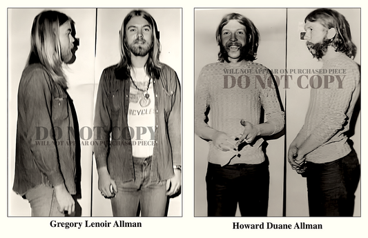 The Allman Brothers Mugshots 11 X 17 - Magnificent 1971 Mug Shot Set - Duane Allman - Gregg Allman - Busted In Jackson, AL - Legendary American Music - Rare Photos - Poster Art Print