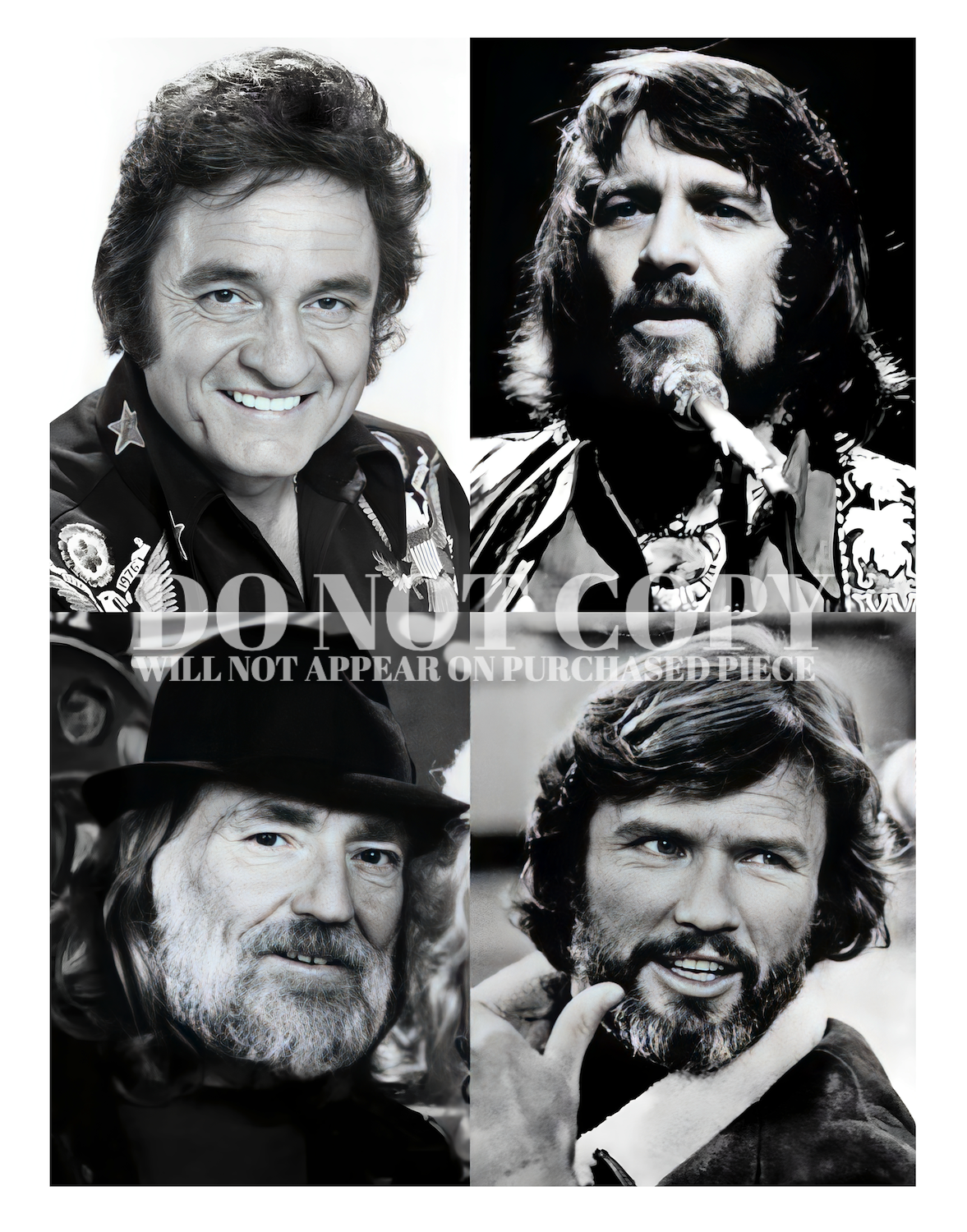 The Highwaymen Photograph Set 11 X 14 - Outlaw Country - Legendary American Music - Stunning Picture Collage - Iconic Supergroup - Rare Photos - Poster Art Print