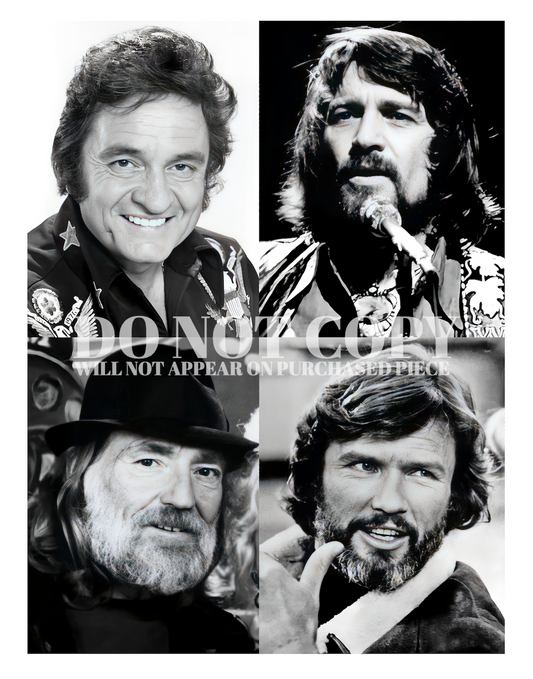 The Highwaymen Photograph Set 11 X 14 - Outlaw Country - Legendary American Music - Stunning Picture Collage - Iconic Supergroup - Rare Photos - Poster Art Print