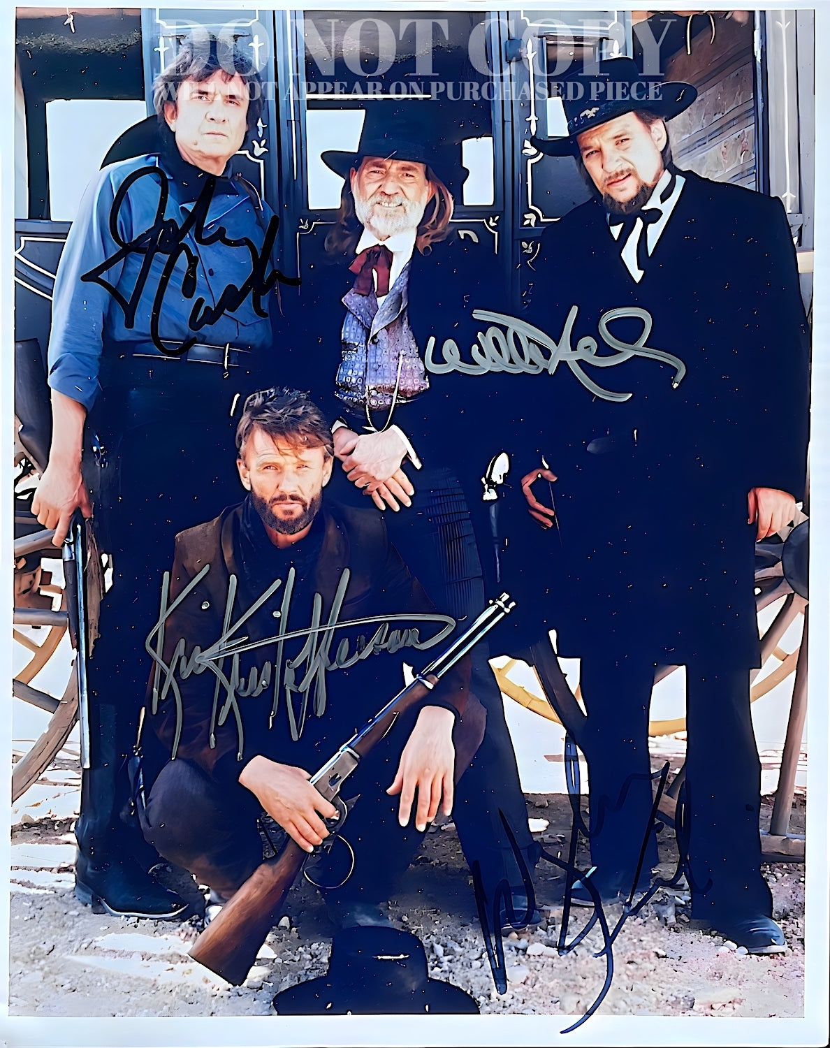 The Highwaymen Photograph 8 X 10 - Magnificent 1986 Portrait - Willie Nelson - Johnny Cash - Kris Kristofferson - Waylon Jennings - Stagecoach TV Movie - Outlaw Country Kings - Iconic Supergroup - Rare Photo - Poster Art Print