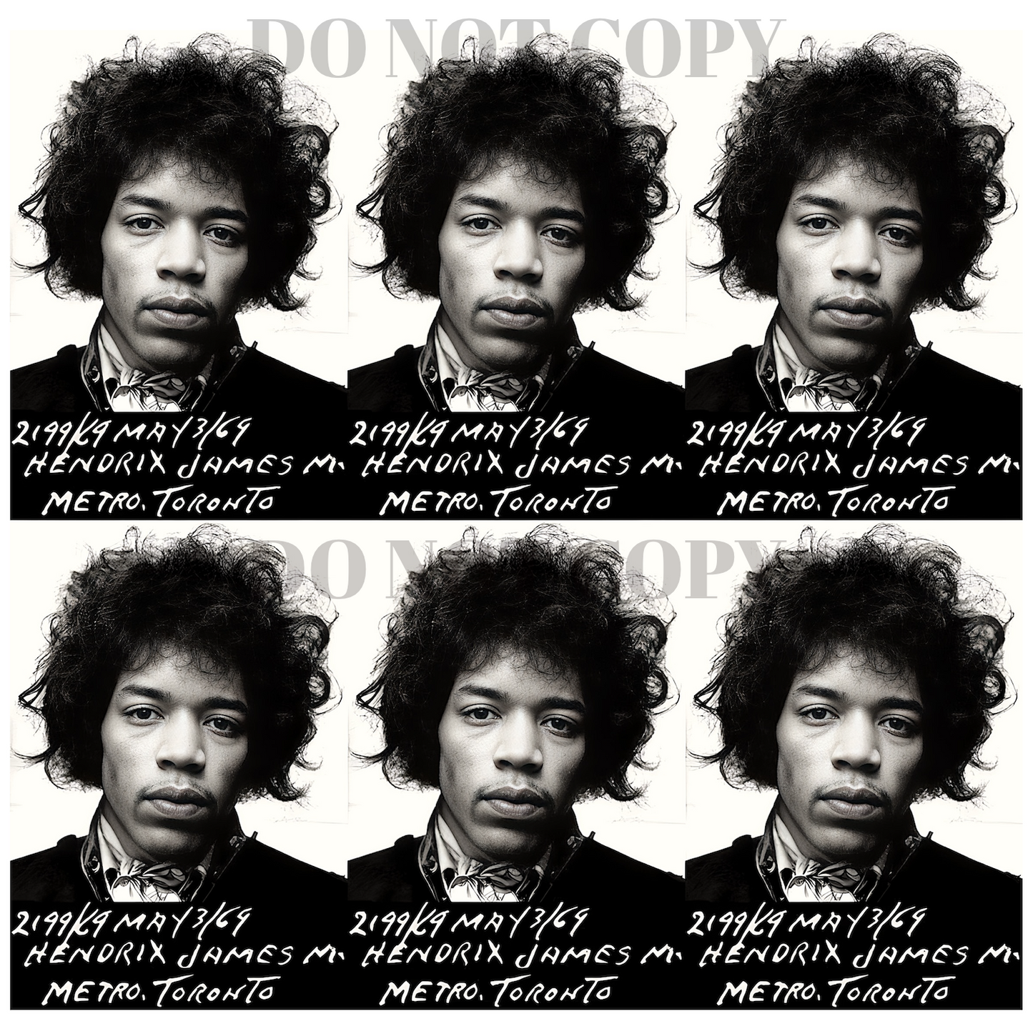 Jimi Hendrix Mugshot Photograph 11 X 11 | Amazing 1969 Mug Shot Portrait Collage | Famous Toronto Arrest | Legendary American Music | Rock and Roll's Most Wanted | Iconic Guitarist | Electric Guitar Warlord | 11X11 Picture | RARE Photo | Poster Art Print