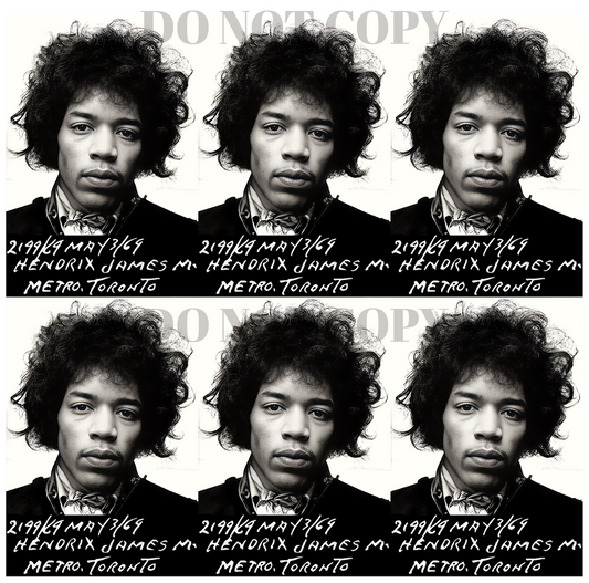 Jimi Hendrix Mugshot Photograph 11 X 11 | Amazing 1969 Mug Shot Portrait Collage | Famous Toronto Arrest | Legendary American Music | Rock and Roll's Most Wanted | Iconic Guitarist | Electric Guitar Warlord | 11X11 Picture | RARE Photo | Poster Art Print