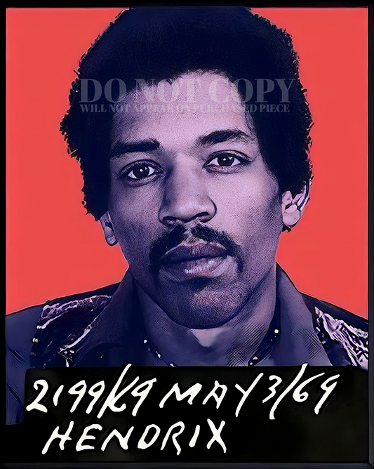 Jimi Hendrix Mugshot Photograph 11 X 14 - Stunning 1969 Mug Shot Portrait - Famous Toronto Arrest Picture - Rock and Roll - Most Wanted - Legendary American Music - Iconic Guitarist - 11X14 Inches Artwork - Electric Guitar - Rare Photo - Poster Art Print