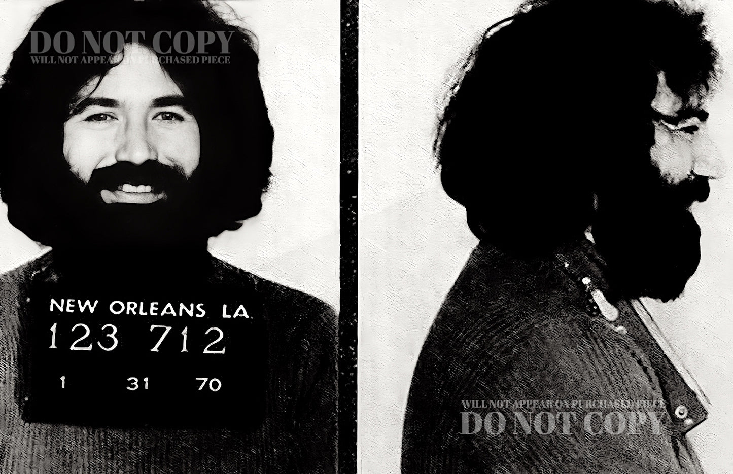 Jerry Garcia Mugshot Photograph 11 X 17 - Coolest 1970 Mug Shot Portrait - Grateful Dead - Seventies Icon - Rock and Roll - Rare Photo - Poster Art Print