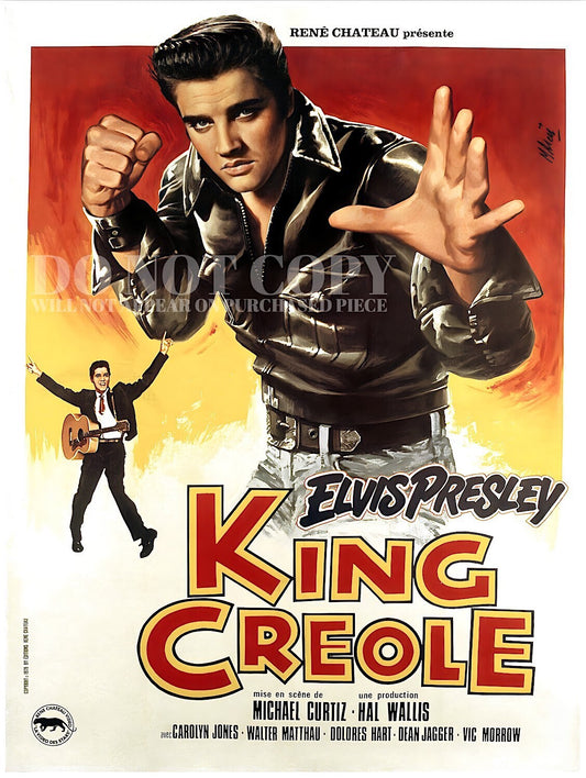 Elvis Movie Poster 11 X 15 - Magnificent 1958 King Creole Film Artwork - Legendary American Music - Rock and Roll - New Orleans - 100% Best Quality Version Available - Vintage Hollywood - 11X15 Inches - RARE French Version - Stunning Art Print