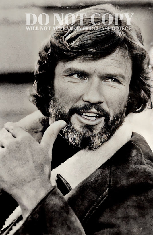 Kris Kristofferson Photograph 11 X 17 - Magnificent 1978 Portrait - Legendary American Music - Hollywood Icon - Outlaw Country - Americana - The Highwaymen - Rare Photo - Poster Art Print