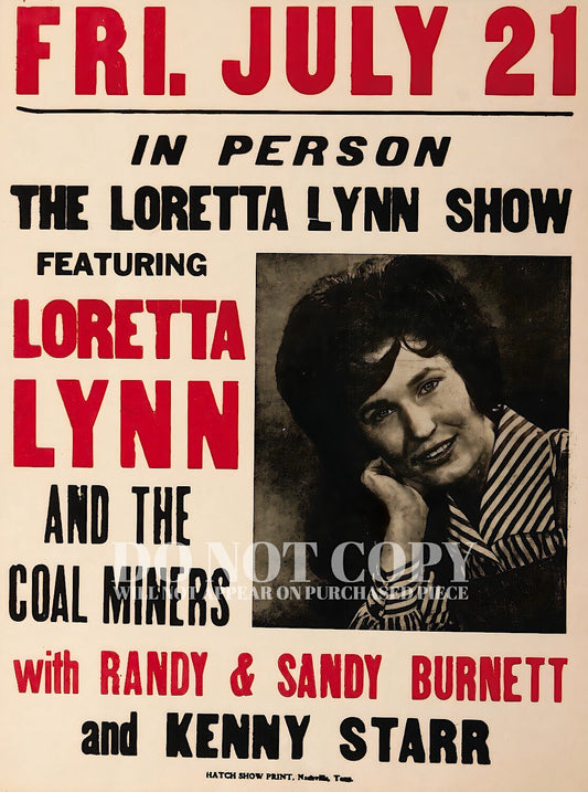 Loretta Lynn Concert Poster 11 X 15 - Stunning Nashville Live Performance - Legendary American Music - Iconic Singer - 11X15 Inches - Rare Concert Memorabilia - Magnificent Artwork Restoration - Photo - Art Print