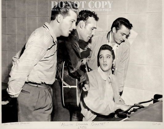 Million Dollar Quartet Photograph 11 X 14 - Stunning 1956 Sun Studio Portrait - Elvis Presley - Jerry Lee Lewis - Johnny Cash - Carl Perkins - Rare Photo - Poster Art Print