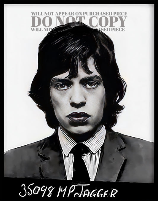 Mick Jagger Mugshot 11 X 14 - Magnificent 1967 Mug Shot Portrait - The Rolling Stones - Busted - Iconic Singer - Rare Picture - Original Artwork - Poster Art Print