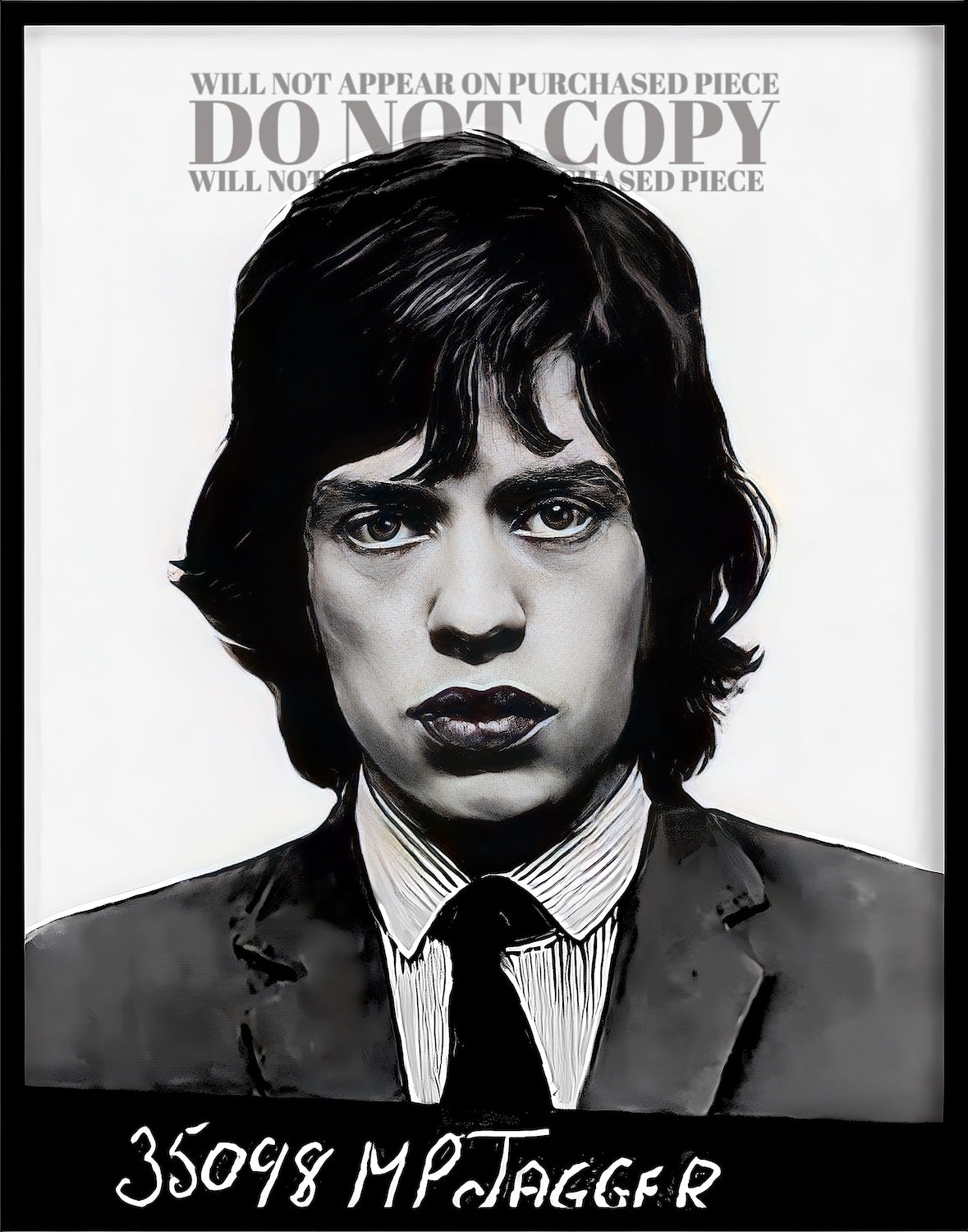 Mick Jagger Mugshot 8 X 10 - Magnificent 1967 Mug Shot Portrait - The Rolling Stones - Busted - Iconic British Singer - Rare Picture - Original Artwork - Poster Art Print