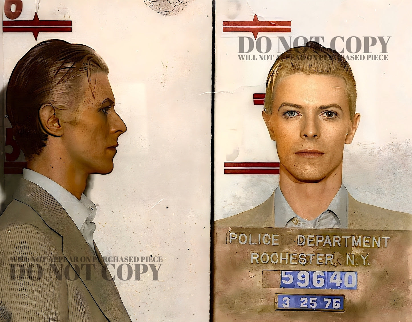 David Bowie Mugshot Photograph 8 X 10 - Magnificent 1976 Mug Shot Portrait - Notorious New York Arrest - Legendary Music - Iconic - Rock and Roll - Rare Photo - Poster Art Print