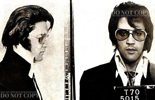 Elvis Presley Mugshot Photograph 11 X 17 - Magnificent 1970 Mug Shot Portrait - Busted In Denver - The King - Rock and Roll - Iconic Singer - The 70s - Legendary American Music - Rare Photo - Poster Art Print