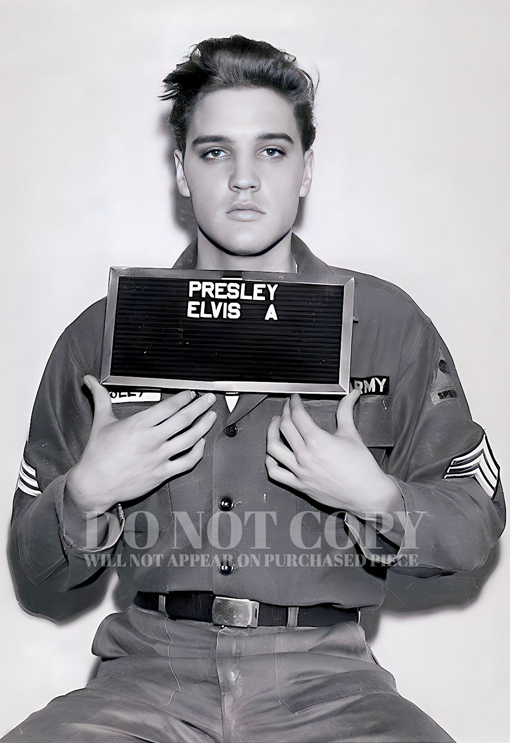 Elvis Presley Photograph 11 X 16 - Stunning 1960 Army Mugshot - Legendary American Music - Iconic Singer - Military Portrait - The King - Rare Photo - Poster Art Print