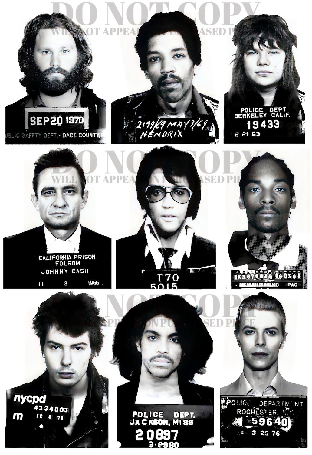 Most Wanted Music Mugshots 11 X 16 - Magnificent Mug Shot Photograph Collage - Rock and Roll - Busted - Vintage Mugshot Collection - Rare Photos - Poster Art Print