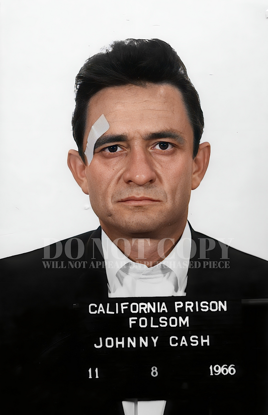 Johnny Cash Mugshot Photograph 11 X 17 | Legendary 1966 Mug Shot Portrait | Iconic Folsom Prison Band-Aid Picture | Outlaw Country | Legendary American Music | 11X17 Inches | Rare Photo | Poster Art Print