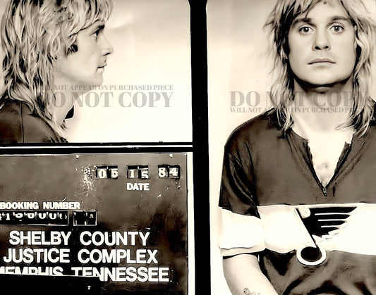 Ozzy Osbourne Mugshot Photograph 11 X 14 | Magnificent 1984 Mug Shot Portrait | Busted In Memphis | Rock's Most Wanted | Black Sabbath | Iconic Singer | 11X14 Inches | Rare Photo | Poster Art Print
