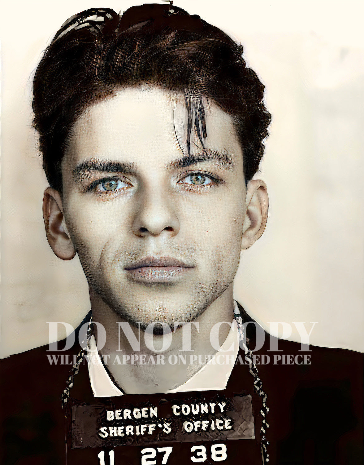 Frank Sinatra Mugshot Photograph 11 X 14 - Magnificent 1938 Mug Shot Portrait - Busted - Bergen County, New Jersey - Iconic Singer - Rare Photo - Poster Art Print