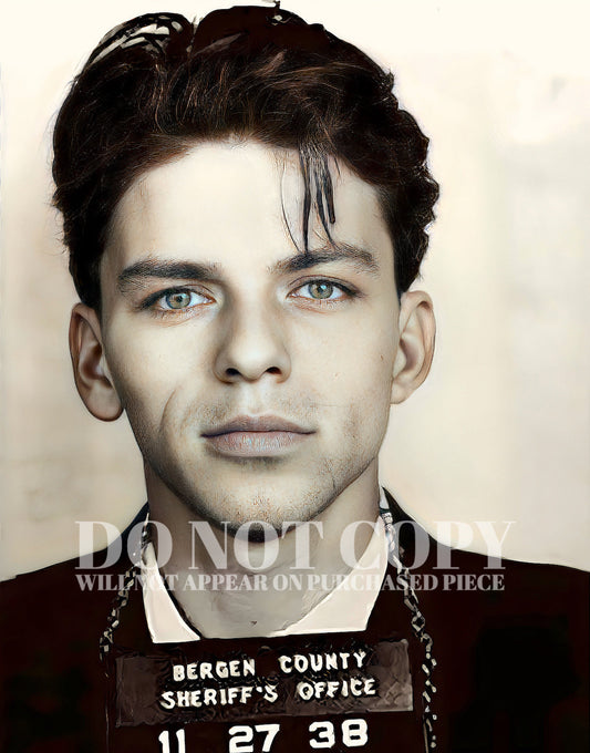Frank Sinatra Mugshot Photograph 8 X 10 - Magnificent 1938 Mug Shot Portrait - Busted - Bergen County, New Jersey - Iconic Singer - Rare Photo - Poster Art Print