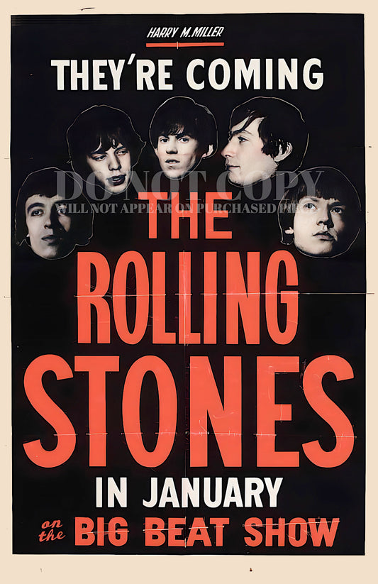 The Rolling Stones - Vintage Poster - 11 X 17 - Legendary 1965 Live Taping - The Big Beat Show - Australian TV - The Best Band In The World - Rock and Roll - Sixties - Historic Performance - Original Artwork - Rare Art Print